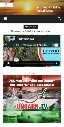 Vista previa del sitio Touristiknews, medio de Alemania para artículos patrocinados