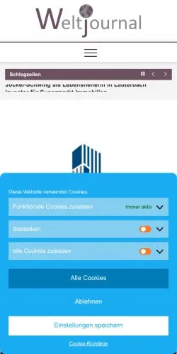 Sponsorlu makaleler için Almanya medyası Weltjournal.de sitesinin önizlemesi