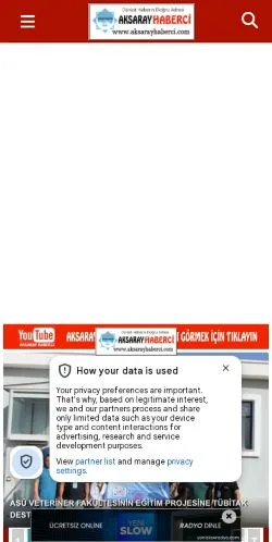 Anteprima del sito Aksaray Haberci, media di Turchia per articoli sponsorizzati