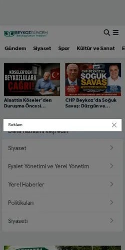 Podgląd witryny Beykoz Gündem, medium z kraju Turcja do artykułów sponsorowanych