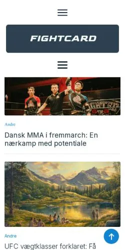 Anteprima del sito Fightcard, media di Danimarca per articoli sponsorizzati
