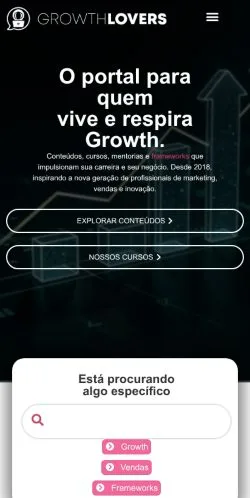 Podgląd witryny Growth Lovers, medium z kraju Brazylia do artykułów sponsorowanych