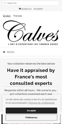 Anteprima del sito Calves, media di Francia per articoli sponsorizzati