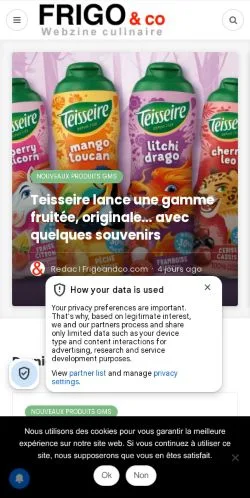 Vista previa del sitio Frigoandco, medio de Francia para artículos patrocinados
