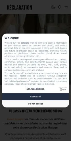 Vorschau der Website Déclaration Mariage, Medium aus Frankreich für gesponserte Artikel