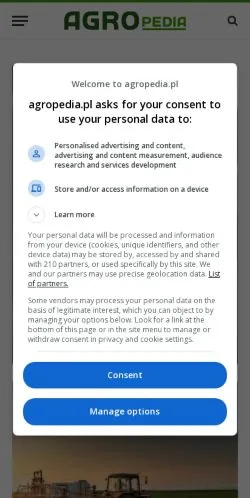 スポンサード記事向けのポーランドメディア、Agropediaのサイトプレビュー