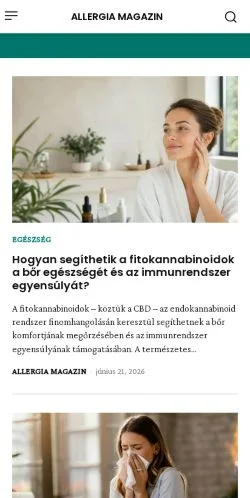 Anteprima del sito Allergia Magazin, media di Ungheria per articoli sponsorizzati