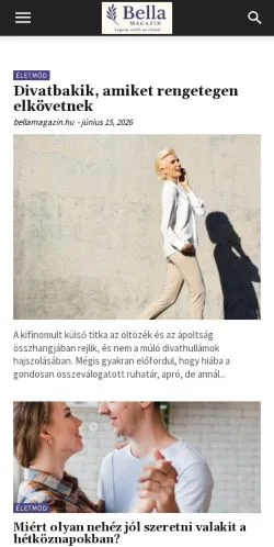 Anteprima del sito Bella Magazin, media di Ungheria per articoli sponsorizzati