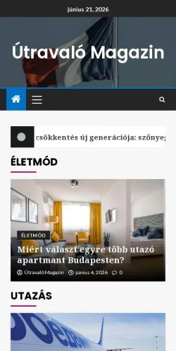 Anteprima del sito Útravaló Magazin, media di Ungheria per articoli sponsorizzati