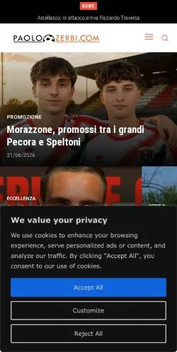 Podgląd witryny Paolo Zerbi, medium z kraju Włochy do artykułów sponsorowanych