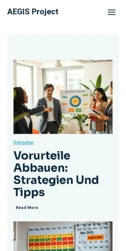 Vista previa del sitio AEGIS Project, medio de Alemania para artículos patrocinados