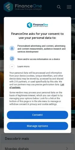 スポンサード記事向けのブラジルメディア、FinanceOneのサイトプレビュー