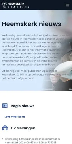 Anteprima del sito Heemskerk Nieuws, media di Paesi Bassi per articoli sponsorizzati