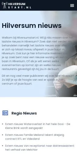 Anteprima del sito Hilversum Nieuws, media di Paesi Bassi per articoli sponsorizzati