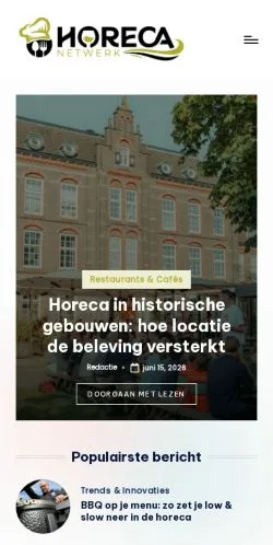 Anteprima del sito Horeca Netwerk, media di Paesi Bassi per articoli sponsorizzati