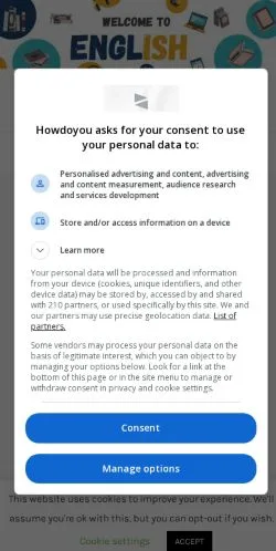 Anteprima del sito Learn English, media di Stati Uniti per articoli sponsorizzati
