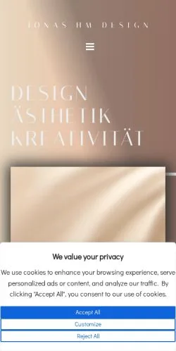 Preview of the Jonas HM Design website, a media outlet in Germany for sponsored articles