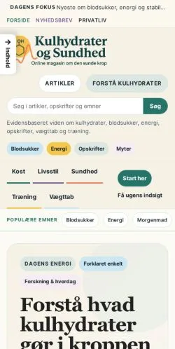 Podgląd witryny Kulhydrater Og Sundhed, medium z kraju Dania do artykułów sponsorowanych