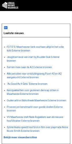 Anteprima del sito Lokaal Nieuws Maarheeze, media di Paesi Bassi per articoli sponsorizzati