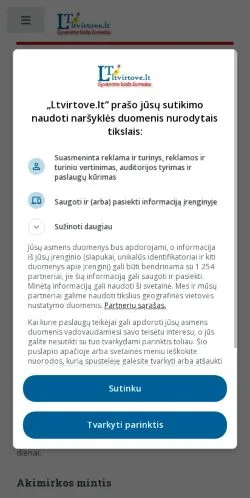 スポンサード記事向けのリトアニアメディア、Ltvirtoveのサイトプレビュー