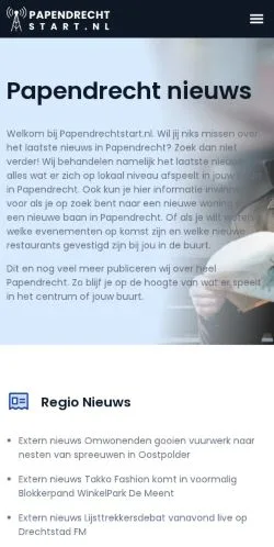 스폰서 기사용 네덜란드 매체 Papendrecht Nieuws 사이트 미리보기