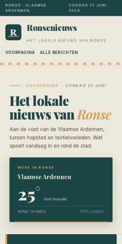 Anteprima del sito Ronsenieuws, media di Belgio per articoli sponsorizzati
