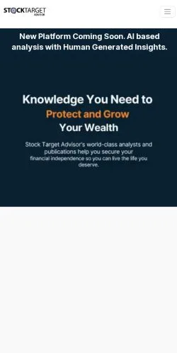 Sponsorlu makaleler için Amerika Birleşik Devletleri medyası Stock Target Advisor sitesinin önizlemesi