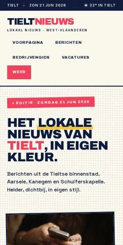 Anteprima del sito Tieltnieuws, media di Belgio per articoli sponsorizzati