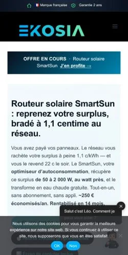 スポンサード記事向けのフランスメディア、EKOSIAのサイトプレビュー