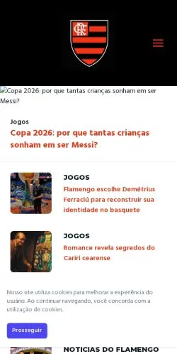 Pré-visualização do site Falando De Flamengo, meio de Brasil para artigos patrocinados
