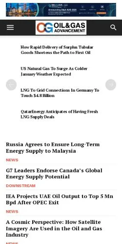 Anteprima del sito Oil & Gas Advancement, media di Stati Uniti per articoli sponsorizzati