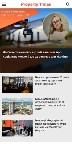 Anteprima del sito Property Times, media di Ucraina per articoli sponsorizzati