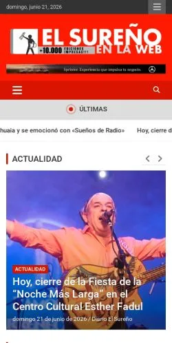 스폰서 기사용 아르헨티나 매체 Diario El Sureño 사이트 미리보기