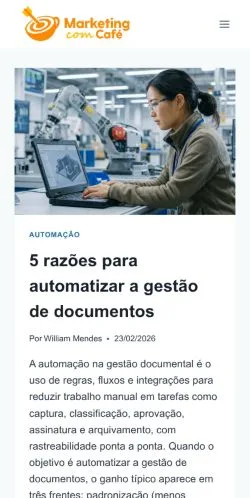 Anteprima del sito Marketing Com Café, media di Brasile per articoli sponsorizzati