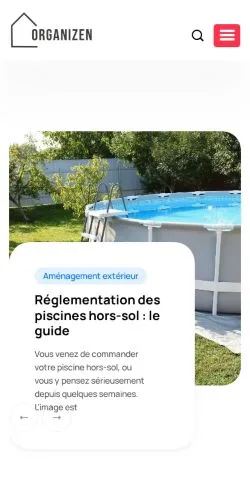 Anteprima del sito Organizen, media di Francia per articoli sponsorizzati