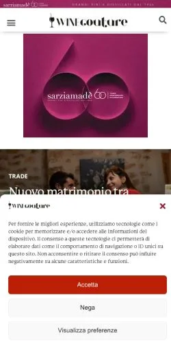 Anteprima del sito WineCouture, media di Italia per articoli sponsorizzati