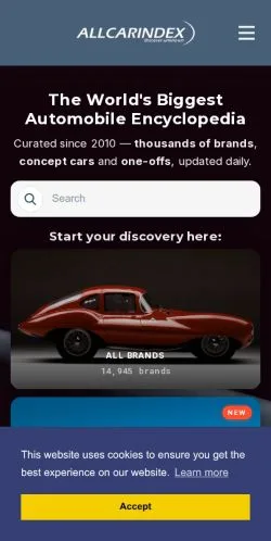スポンサード記事向けのアメリカ合衆国メディア、AllCarIndexのサイトプレビュー