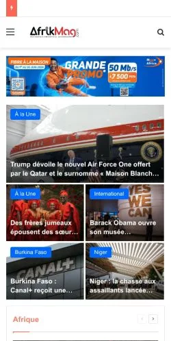 スポンサード記事向けのフランスメディア、AfrikMagのサイトプレビュー