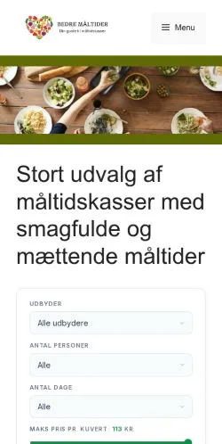 Podgląd witryny Bedremåltider, medium z kraju Dania do artykułów sponsorowanych