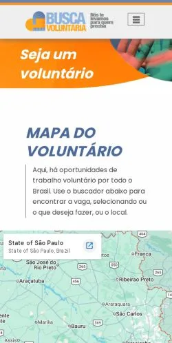 Anteprima del sito Busca Voluntária, media di Brasile per articoli sponsorizzati