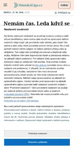 Anteprima del sito Dámská Liga, media di Cechia per articoli sponsorizzati