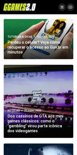 Aperçu du site GGames, média de Brésil pour articles sponsorisés