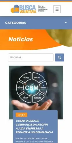 스폰서 기사용 브라질 매체 Notícias Voluntariado 사이트 미리보기