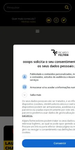Förhandsvisning av webbplatsen Ricardo Feltrin, medium i Brasilien för sponsrade artiklar