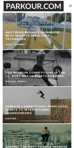 Preview of the Parkour website, a media outlet in United States for sponsored articles