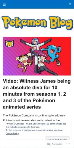 Anteprima del sito Pokémon Blog, media di Stati Uniti per articoli sponsorizzati