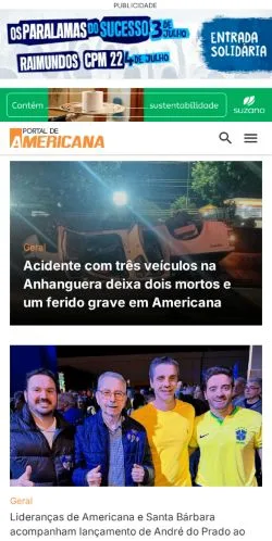 Podgląd witryny Portal de Americana, medium z kraju Brazylia do artykułów sponsorowanych