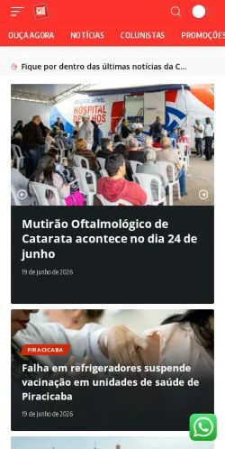 Pré-visualização do site Raízes FM, meio de Brasil para artigos patrocinados