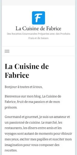 Anteprima del sito La Cuisine de Fabrice, media di Francia per articoli sponsorizzati