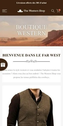 Anteprima del sito The Western Shop, media di Francia per articoli sponsorizzati